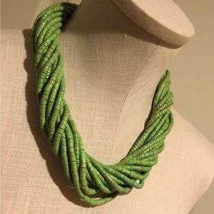 Unique Women's Puka Shell Necklace multi-strand Twisted Green Boho Y2K